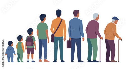 Bild auf Leinwand Stages of Human Life Cycle from Infancy to Old Age