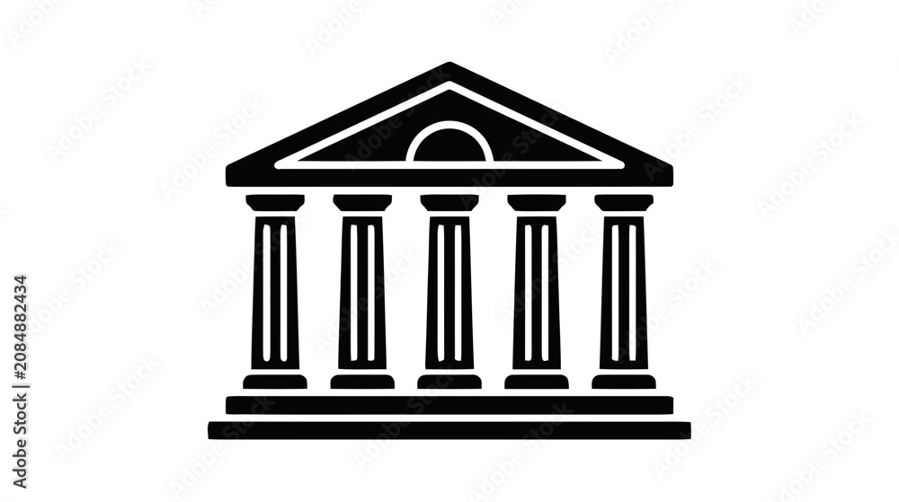 Fototapeta premium Vector illustration of bank building icon on a transparent background