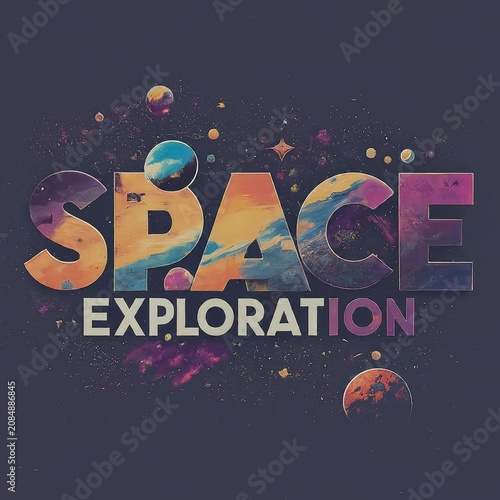 space exploration. universe and galaxy with text