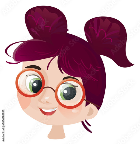 cartoon scene with young girl teenager playing having fun and smiling isolated illustration for children