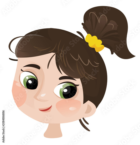 cartoon scene with young girl teenager playing having fun and smiling isolated illustration for children