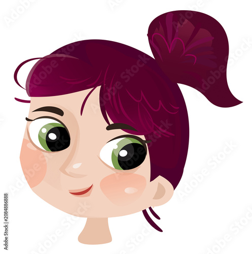 cartoon scene with young girl teenager playing having fun and smiling isolated illustration for children