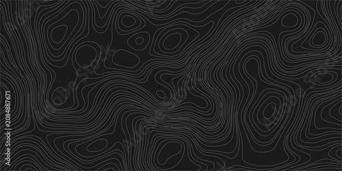 Принти на полотні Abstract topographical map with swirling contour lines creating a mesmerizing pattern on a dark gray background