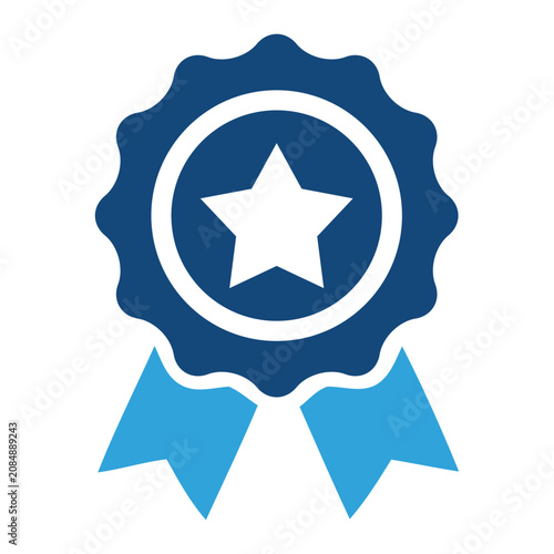 Workplace awards employee benefit icon illustration presenting achievement medal badge with star symbol.