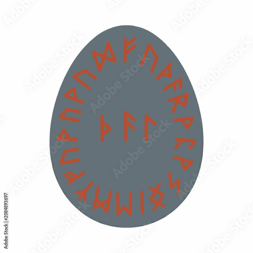 Runic circle symbol vector, gray and orange flat design
