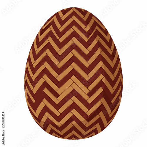 Brown Herringbone Patterned Egg Shape Vector Illustration