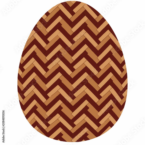 Brown Herringbone Pattern Oval Shape Vector Illustration