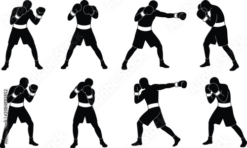 Valokuva Boxing Fighter Silhouette Set