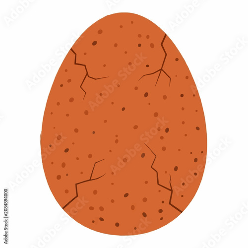 Cracked brown egg with spots flat design isolated vector