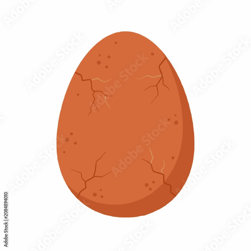 Cracked brown egg, broken shell, flat design, vector illustration