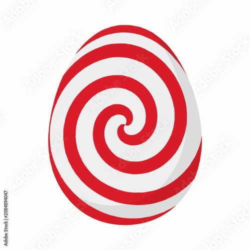 Red and White Spiral Swirl Pattern Flat Design Vector