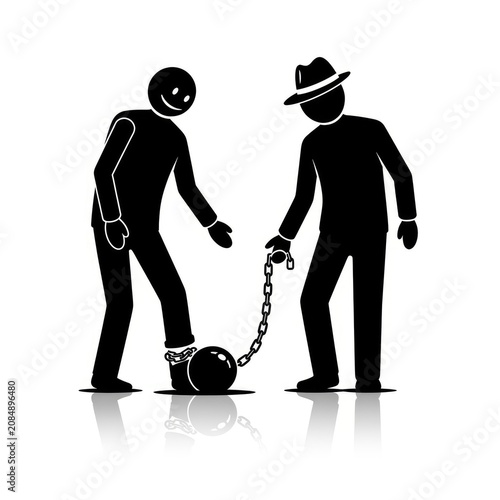 Silhouette of man controlling another person.