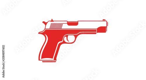 Fotografía Red semi automatic handgun side view.