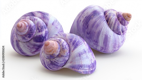 Elegant Purple Seashells on White Background - Soft Colours Image