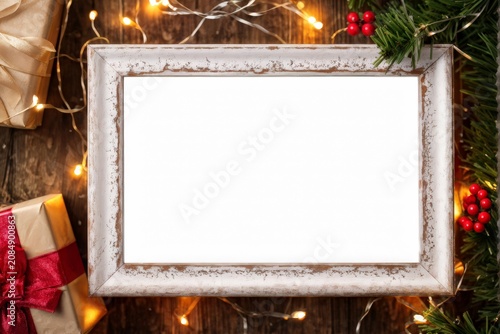 Glittering Greetings: A Festive Frame Adorned with Sparkling Stars and Cherries