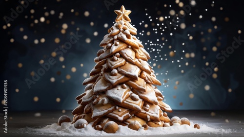 Jolly Jingle Cookies: A Sugar-Crafted Christmas Tree Display Featuring Glittering Sugar Stars and Delectable Edible Artistry