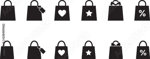 Photos Shopping Bag icons. solid icon vector