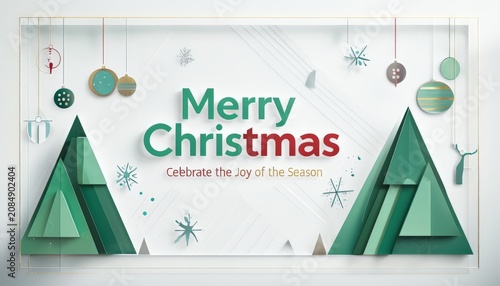 Merry Christmas: Celebrate Joy Through Minimalist Paper Cutout Designs Featuring Trees, Ornaments, Snowflakes, and Directional Movement