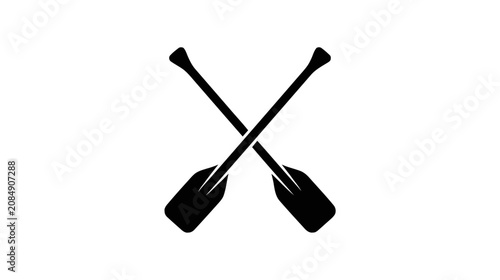Vector illustration of crossed rowing oars icon, vector illustration of boat paddles on a transparent background
