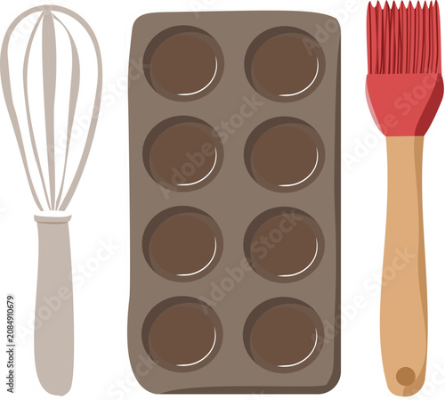 kitchen utensils on wooden background