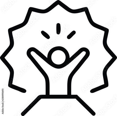 Billede på lærred Person Celebrating With Arms Raised And Starburst Icon celebration success