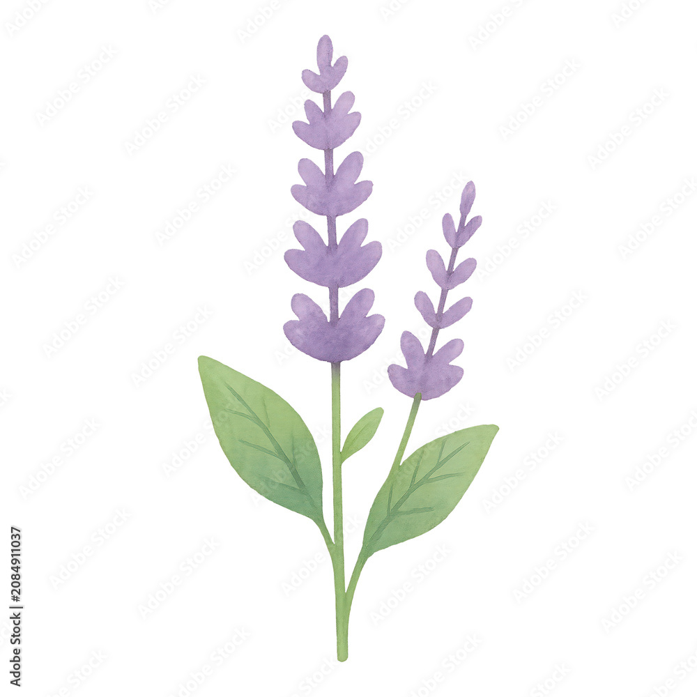 Fototapeta premium PNG Watercolor lavender botanical illustration.