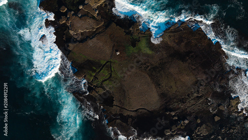 Aerial View of Newport Rocky Coastline with White Wash Waves, Sydney Northern Beaches