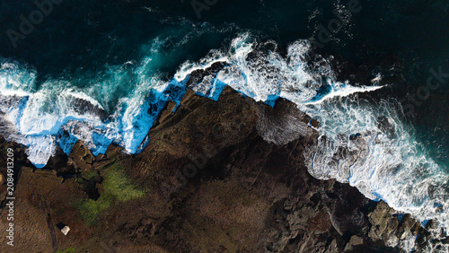 Aerial View of Newport Rocky Coastline with White Wash Waves, Sydney Northern Beaches