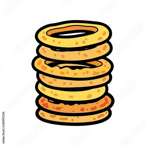 Golden stacked honeycomb rings isolated on white.