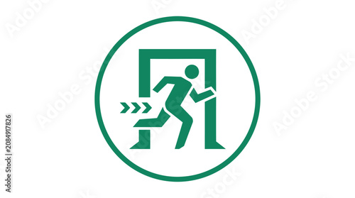 Canvas Print A person runs quickly out through an emergency exit door.