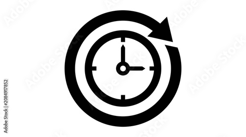 Photos A clock face with a circular arrow rotating around it indicates time looping