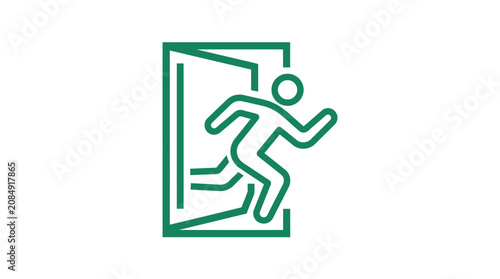Foto Person runs out of a doorway quickly exiting