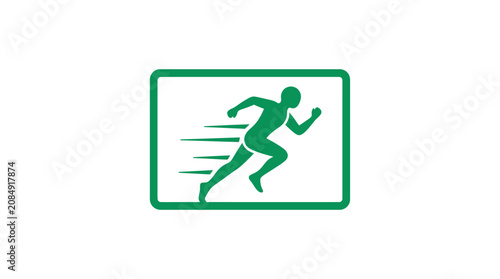 Fotografija A person runs quickly in a green outlined rectangle sign.