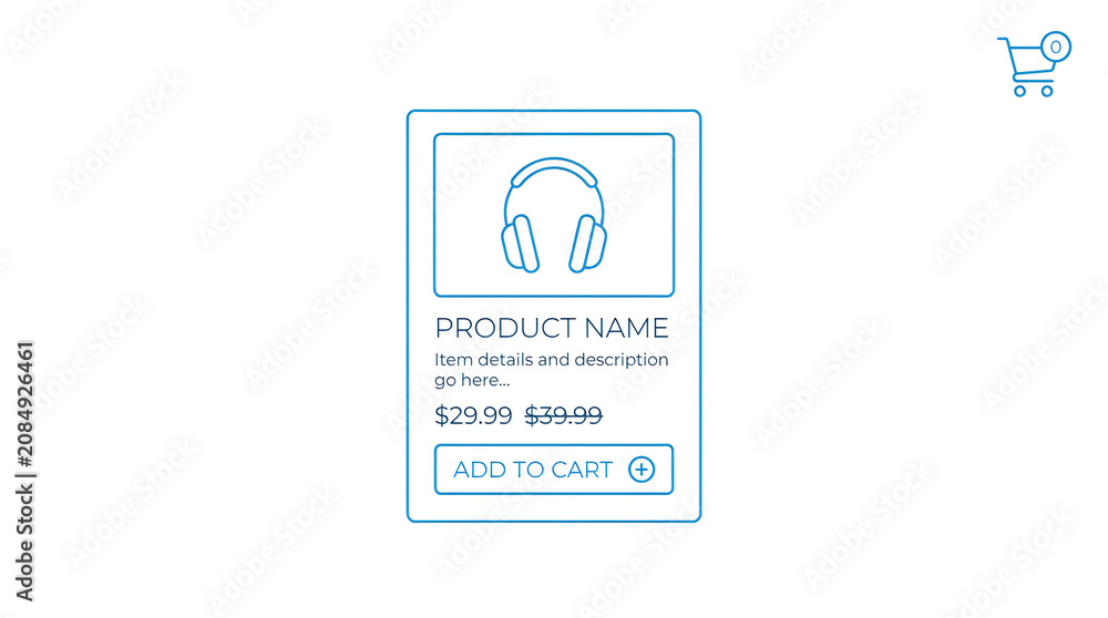 Fototapeta premium Blue wireless headphones icon for online shopping