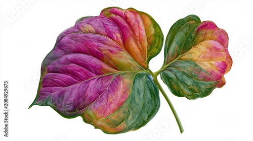 Closeup Isolated Sea Grape Plant Leaf on White Background for Stock Photos