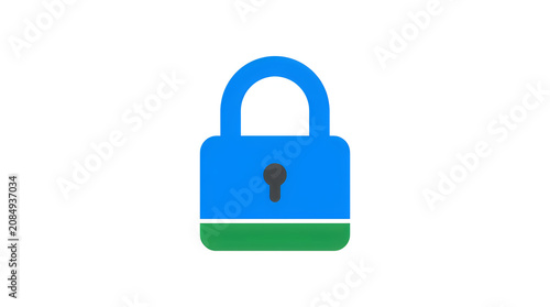 Blue and green locked padlock icon
