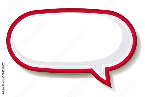 An empty, oval speech bubble with a red border, casting a soft shadow