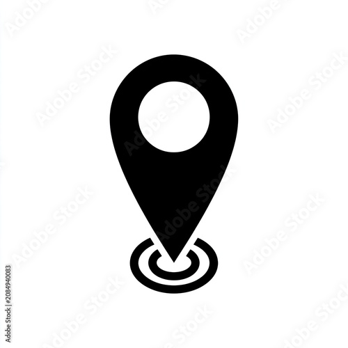 Black map pin icon with concentric circles indicating location on white background (1)