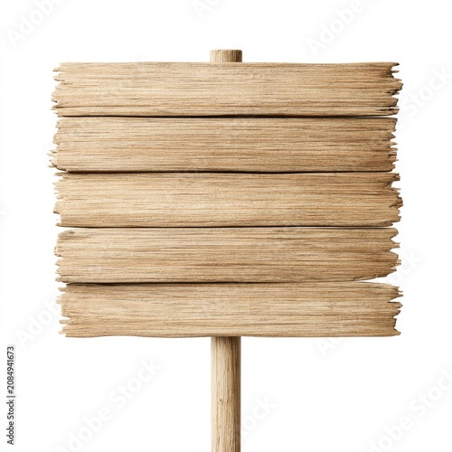 Weathered wooden signpost with five horizontal planks, rustic and aged appearance