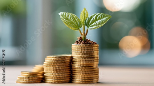 Golden Coins Stacking Up with Small Plant Financial Growth