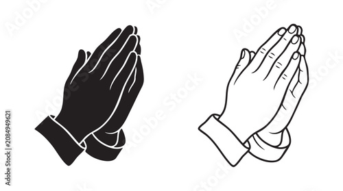 Fotografi black vector bundle icon of praying hands gesture concept