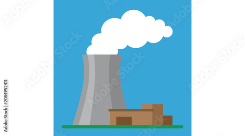 Obraz na plátne Thermal Power Plant Cooling Tower Emitting Water Vapor