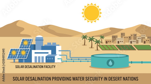 Quadro su tela Solar Desalination Providing Water Security in Desert Nations