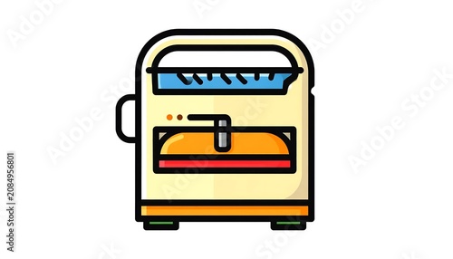 Yellow school bus with black stripes isolated.