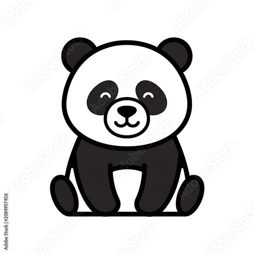 Cute cartoon panda bear sitting upright.