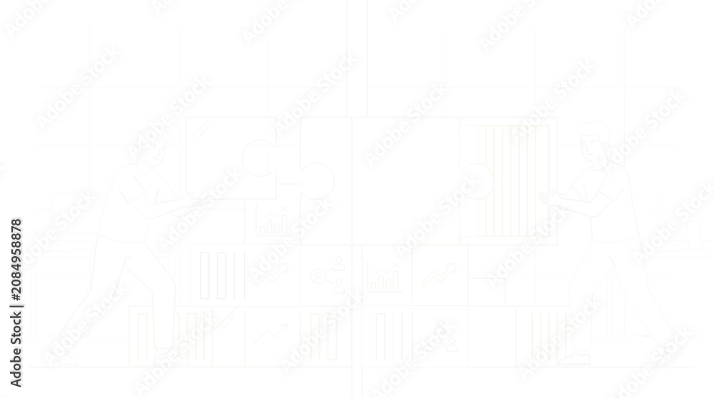 Fototapeta premium Business Collaboration Concept with Men Assembling Large Puzzle Pieces