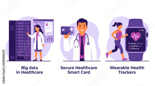 Obraz na plátně Innovative digital healthcare solutions featuring big data analytics, secure sma