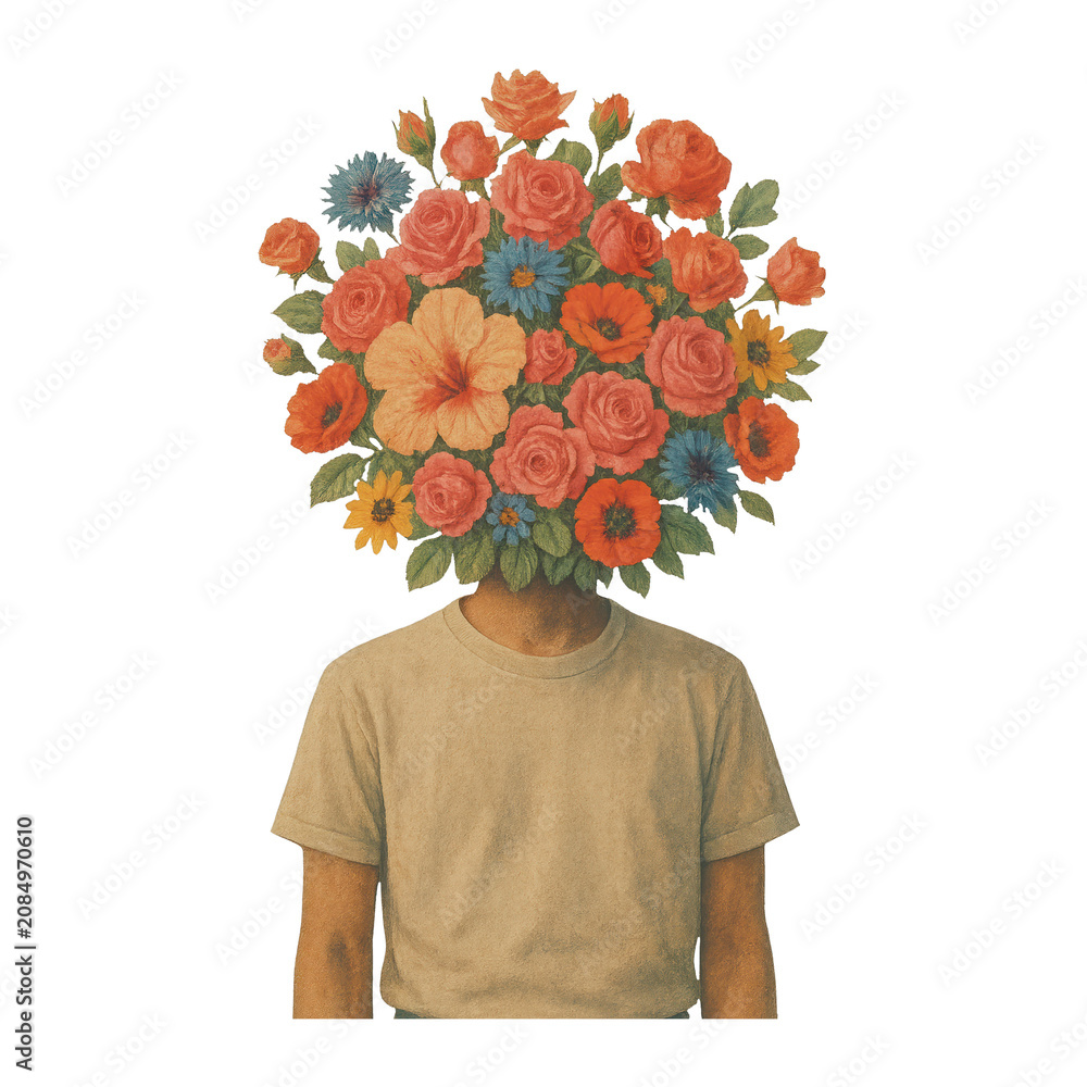 Fototapeta premium PNG Floral head surreal art