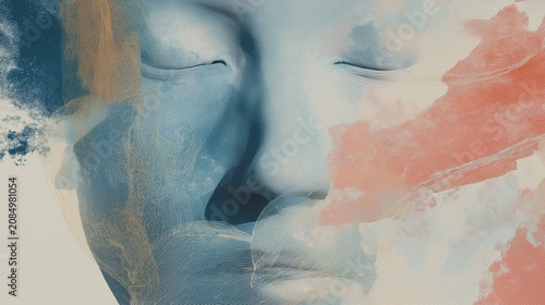 Close abstract portrait of a calm face with closed eyes