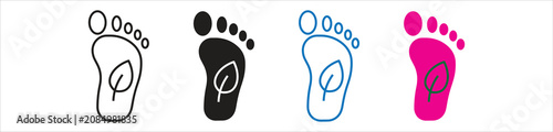 Konstfotografi Eco Footprint with Leaf Outline Vector Icon .